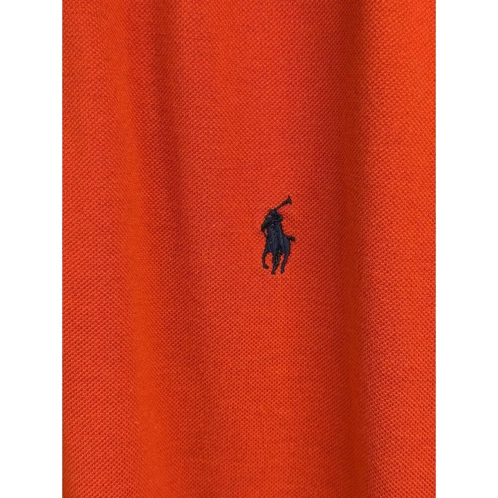 Polo Ralph Lauren Polo Shirt Mens Large Orange Pique Short‎ Sleeve Pony Logo